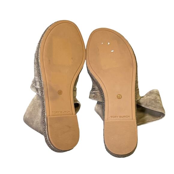 Tory Burch Gathered Slingback Strap Flat Kid Suede Espadrille Sandals Size 7.5 - Picture 9 of 9